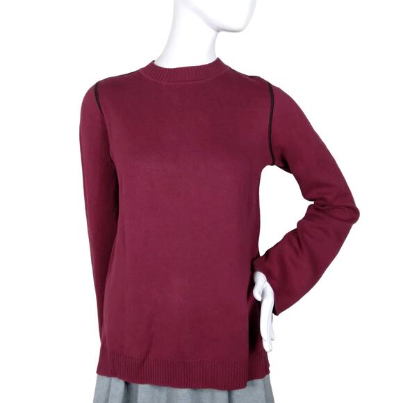 Michael Stars Burgundy fine knit crewneck sweater top Size XS - Picture 1 of 7